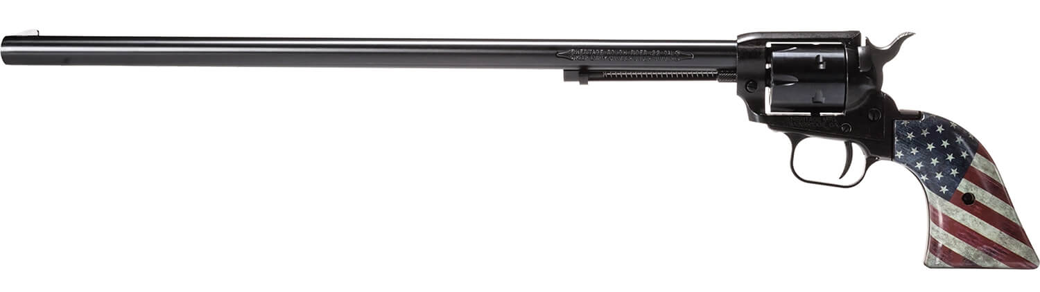 Heritage Mfg RR22B16USFLAG Rough Rider 22 LR 6 Shot 16" Black Oxide Steel Barrel Black Oxide Zinc Alloy Frame Black Oxide Cylinder US Flag Grip Manual Safety Exposed Hammer - Image 2