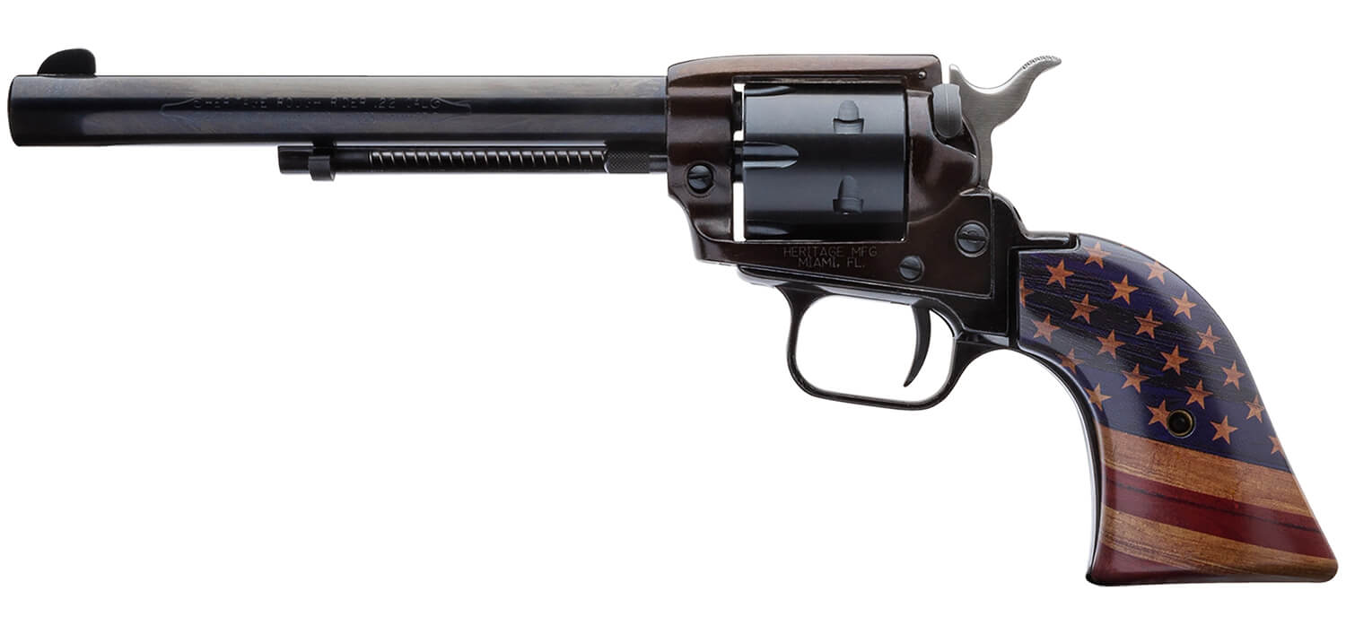 Heritage Mfg RR22B6GOLDUSA Rough Rider 22 LR 6 Shot 6.50" Black Oxide Steel Barrel Black Oxide Zinc Alloy Frame Black Oxide Cylinder Gold USA Flag Grip Exposed Hammer - Image 2