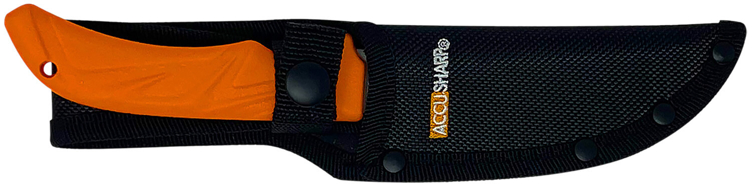 AccuSharp 734C AccuZip 4" Fixed Plain Stainless Steel/ Blade Blaze Orange Ergonomic Anti-Slip Rubber Handle - Image 2