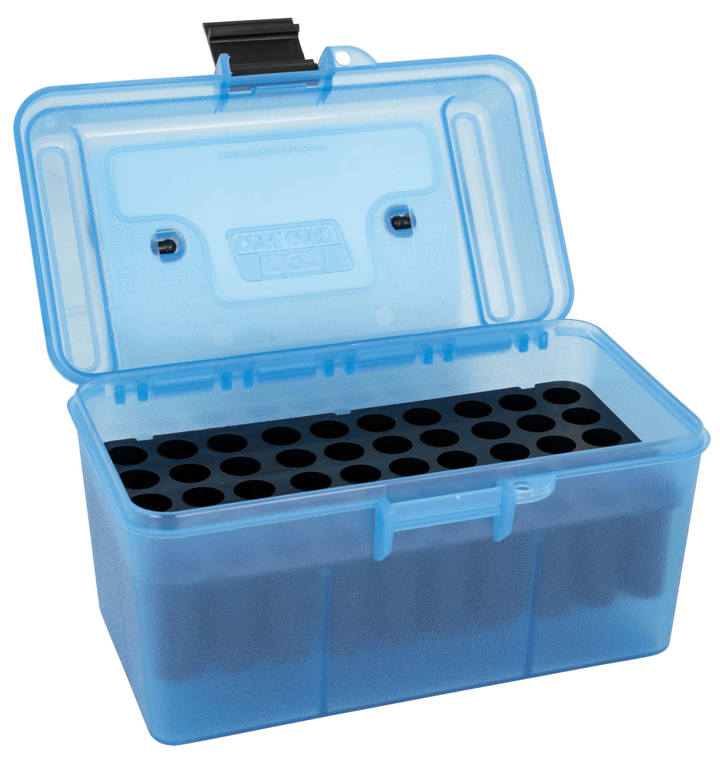 MTM Case-Gard H50RM24 Deluxe Ammo Box Multi-Caliber Rifle Clear Blue Polypropylene 50rd