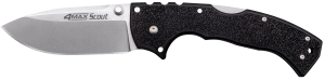 Cold Steel CS62RQZ 4-Max Scout 4" Folding Drop Point Plain Stonewashed/6" Black Griv-Ex Handle Includes Belt Clip