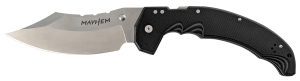 Cold Steel CSFL60DPLM Mayhem 6" Folding Clip Point Modified Cleaver Plain Satin AUS-10A SS Blade/7.20" Black Contoured G10 Handle Includes Pocket Clip