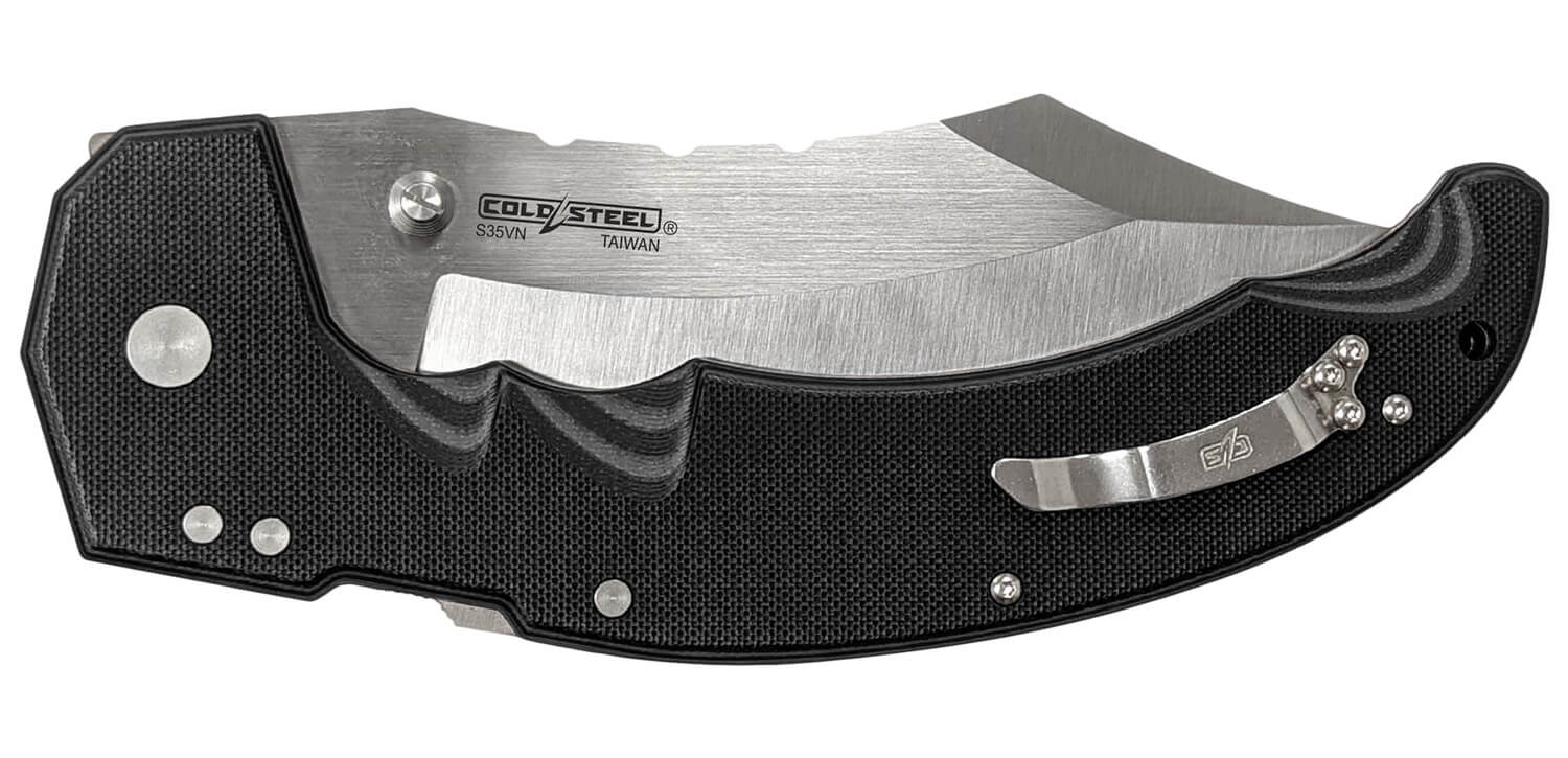 Cold Steel CSFL60DPLM Mayhem 6" Folding Clip Point Modified Cleaver Plain Satin AUS-10A SS Blade/7.20" Black Contoured G10 Handle Includes Pocket Clip - Image 3