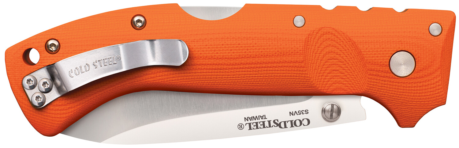 Cold Steel CS30URY Ultimate Hunter 3.50" Folding Drop Point Plain American S35VN Blade/5" Orange G10 Handle Includes Belt Clip - Image 2
