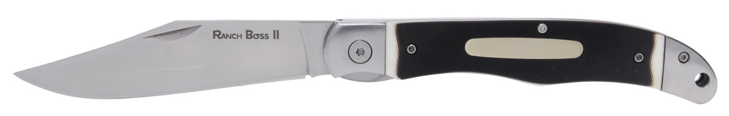 Cold Steel CS20NPM1Z Ranch Boss II 4" Folding Clip Point Plain Satin Polished/5.25" Faux Sawed Bone Handle - Image 2