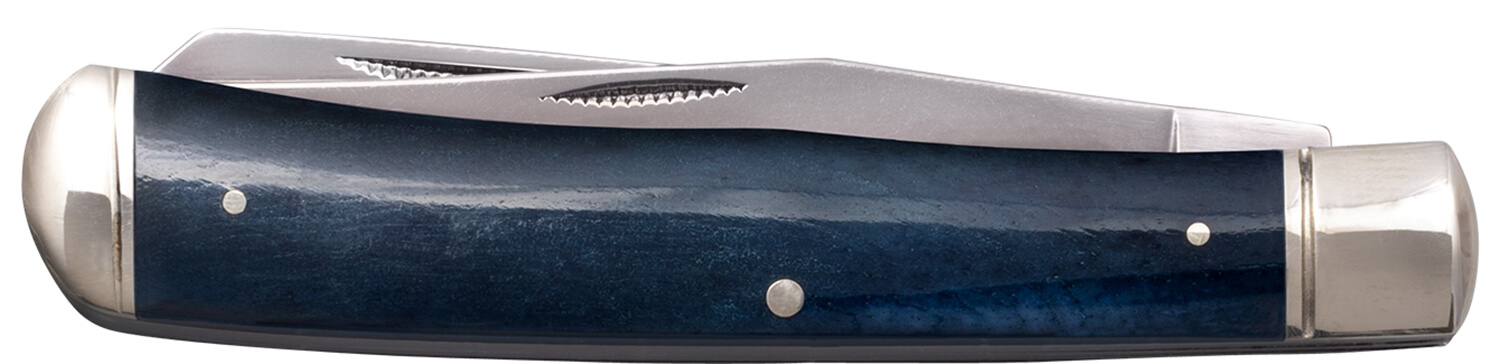 Cold Steel CSFLTRPRB Trapper 3" Folding Clip/Spey Plain 8Cr13MoV SS Blade/Dark Blue w/Polished Bolsters Bone Handle - Image 2