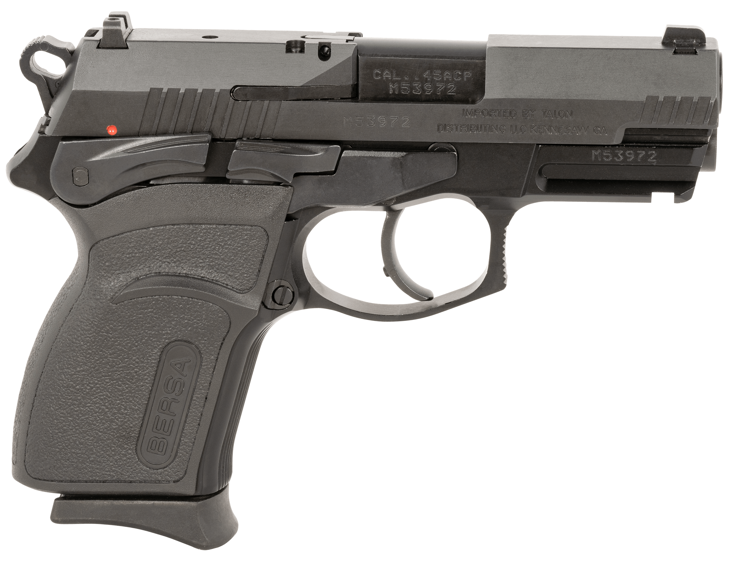 Bersa TPR45CM TPRC Compact 45 ACP 7+1 3.50" Steel Black Barrel Matte Black Serrated Slide & Aluminum Frame w/Picatinny Rail Black Polymer Grips Ambidextrous