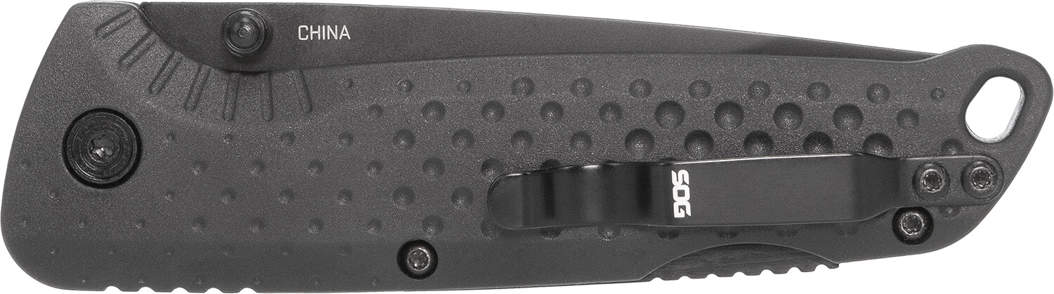 S.O.G SOG13110143 Adventure LB 3.50" Folding Drop Point Plain Black TiNi 5Cr15MoV Blade Black Textured GRN Handle - Image 3