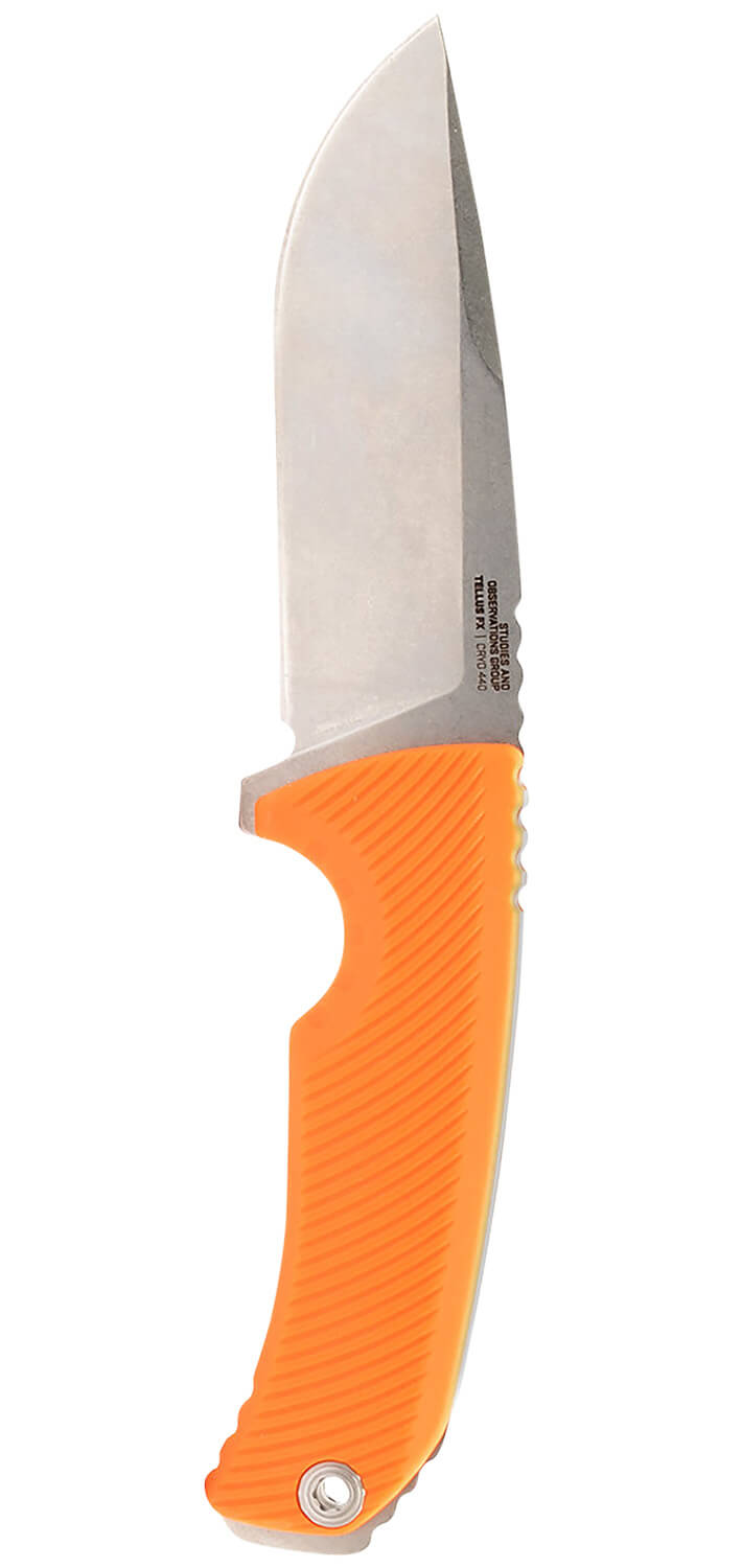 S.O.G SOG17060343 Tellus FX 4.20" Fixed Clip Point Plain Stonewashed Cryo 440C SS Blade/ Blaze Orange Textured GRN Handle - Image 2