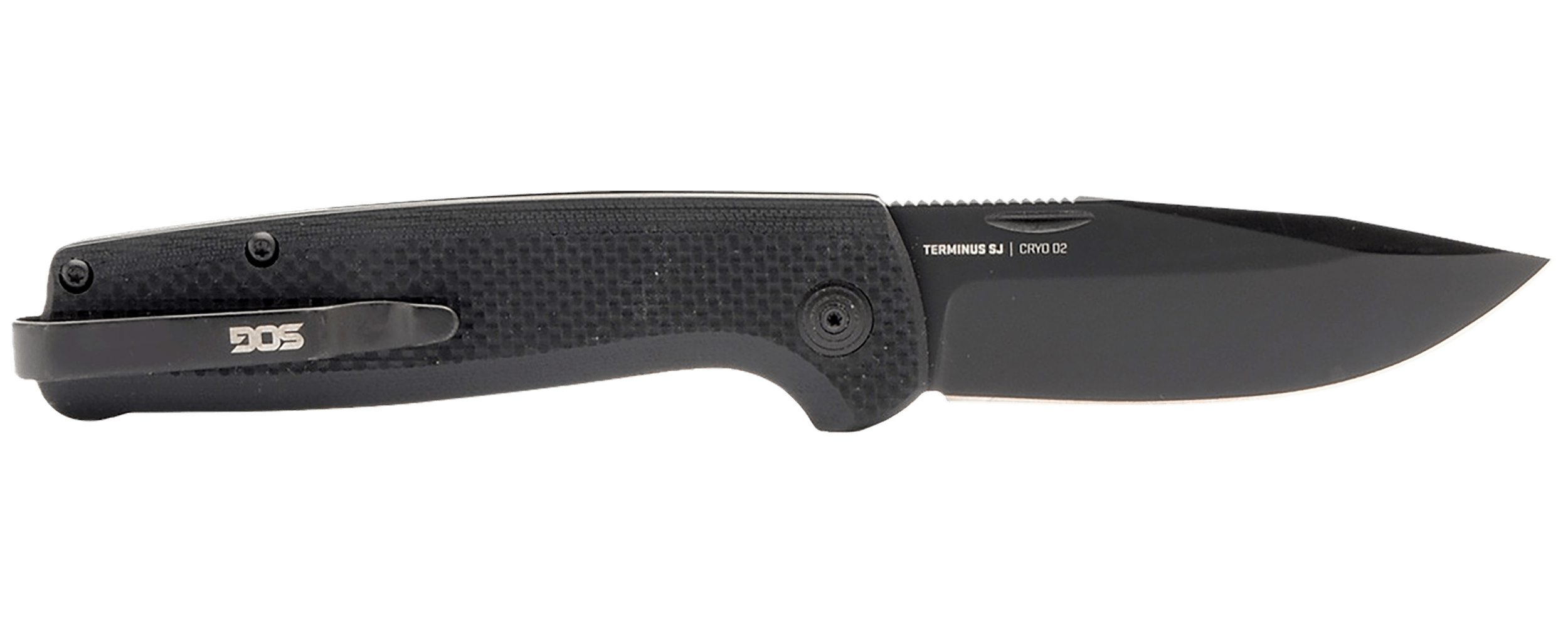 S.O.G SOGTM1005BX Terminus SJ 2.90" Folding Clip Point Plain Stonewashed Cryo D2 Steel Blade/ Blackout G10 Handle Includes Belt Clip