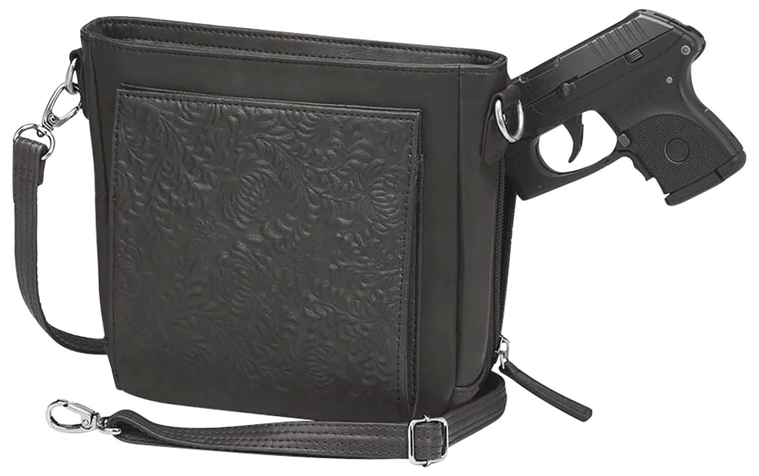 Gun Toten Mamas/kingport GTM201DBBK BOHO Mini X-Body Washable Black Leather Includes Mini Holster - Image 3