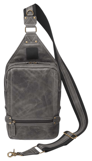 Gun Tote'n Mamas/Kingport GTMCZY108GREY Sling Backpack Gray Leather Includes Standard Holster