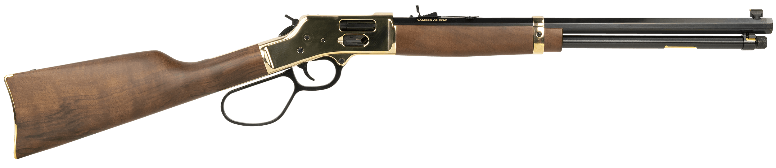 Henry H006GCL Side Gate 45 Colt (LC) 10+1 20" Blued Octagon Barrel Polished Brass Rec American Walnut Stock Adj. Sight Large Loop Lever