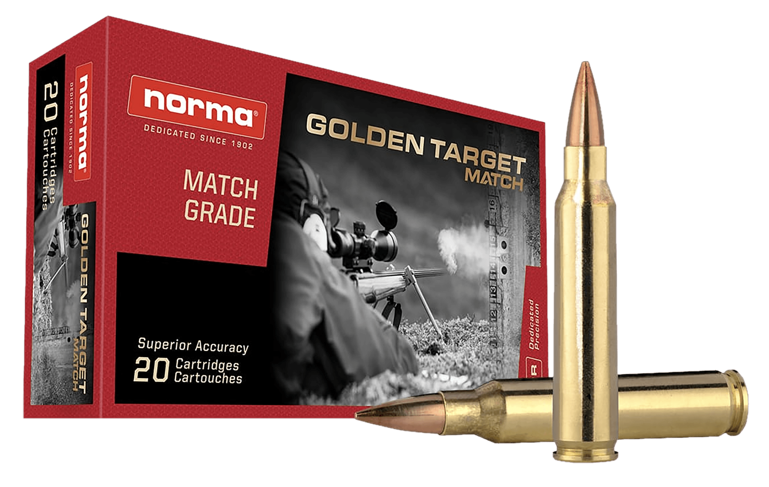 Norma Ammunition 10157692 Dedicated Precision Golden Target Match 223 Rem 69 gr Boat Tail Hollow Point 20rd Box