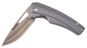 Smiths Products 51246 Istana 2.75" Folding Drop Point Plain Satin 400 SS Blade/Gray Anodized Aluminum Handle Includes Pocket Clip