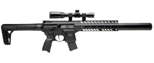 Sig Sauer Airguns AIRMCX177G2BLKSCOPE MCX Air Gen 2 CO2 177 Pellet 30rd 18" Rifled Barrel w/Flip Up Sights  M-LOK Handguard  Flat Blade Trigger  C02 Storage QD Stock  Reduced Angle Grip Includes 1-4x24mm Scope & Mounting Rings