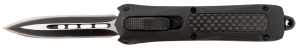 Steel River Knives MA163BD Spartan Mini 2.70" OTF Dagger Plain Black/Silver 440C SS Blade/ Black w/Carbon Fiber Inlay Aluminum Zinc Alloy Handle
