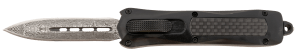 Steel River Knives MA163BDD Spartan Mini 2.70" OTF Dagger Plain Damascus 440C SS Blade/ Black w/Carbon Fiber Inlay Aluminum Zinc Alloy Handle