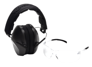 Pyramex VGCOMBO110 Low-Profile Combo Kit Scratch Resistant Clear Lens & Frame with Rubber Temple Tips Gray Low-Profile Earmuffs