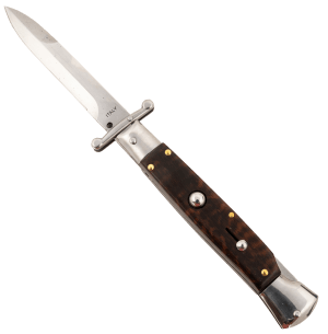 Steel River Knives SGSWP Italian 3.90" Automatic Dagger Plain Polished 440C SS Blade 5.10" Snakewood Handle
