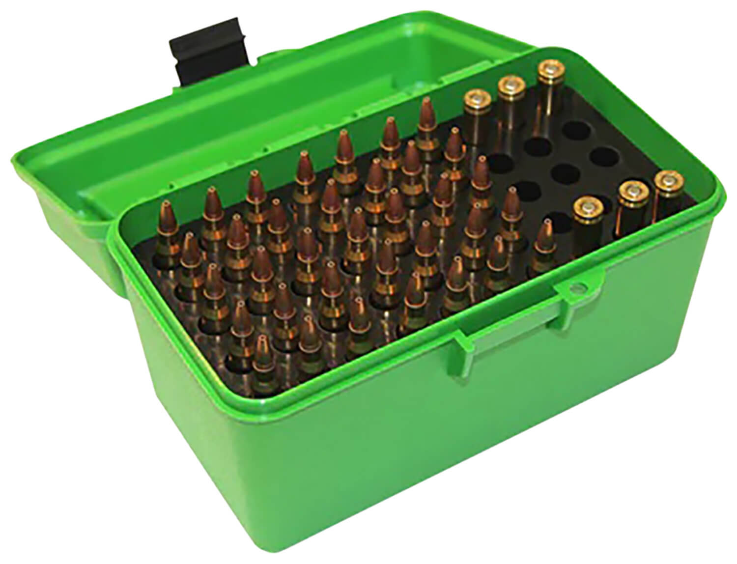 MTM Case-Gard H50RMAG10 Deluxe Ammo Box for 7mm Rem/Mag 300 Win Mag Green Polypropylene 50rd - Image 2