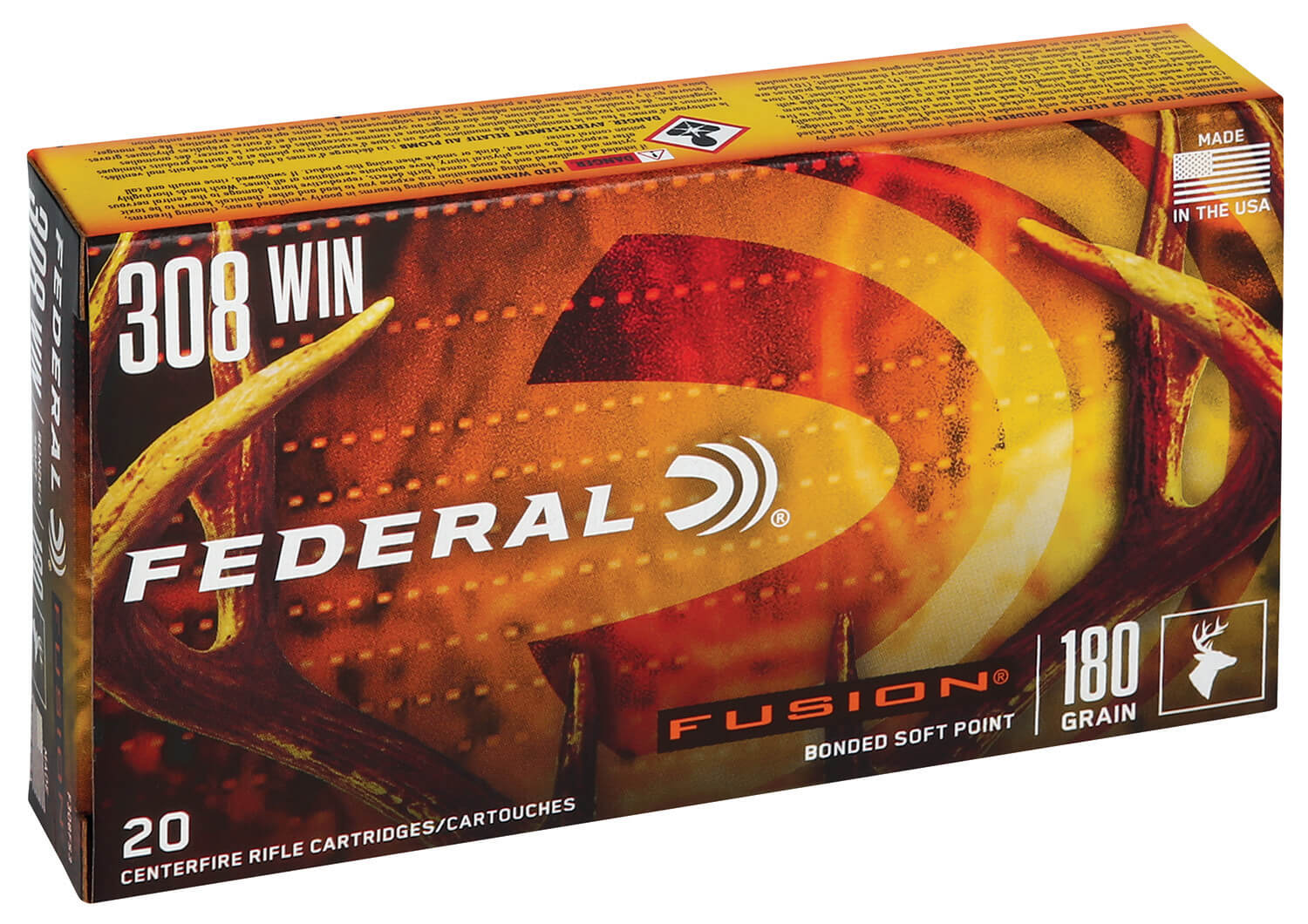 Federal F308FS3 Fusion 308Win 180gr Bonded Soft Point 20rd Box - Image 2