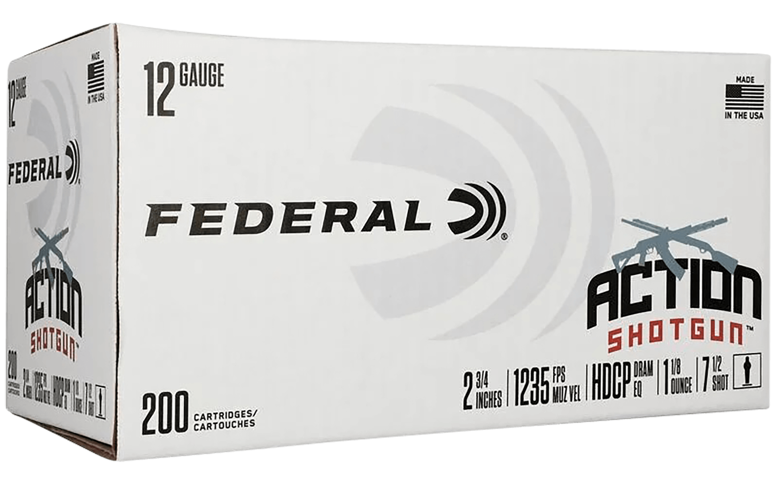 Federal AS12H75 Action Shotgun 12 Gauge 2.75" 1 1/8 oz 7.5 Shot 200rd Box