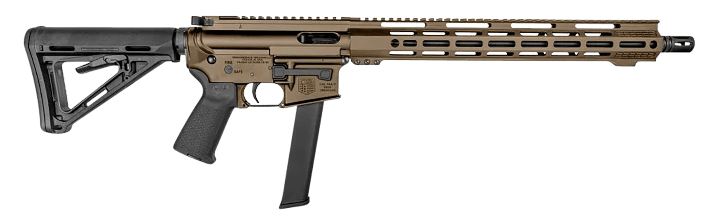 Diamondback DB1418P061 DB15 9mm Luger 32+1 16" FDE Rec/M-Lok Handgaurd Carbon Lower Black Magpul CTR Stock/K2 Grip Flash Hider