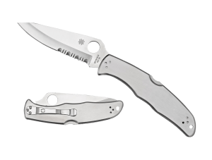 Spyderco C10PS Endura 4 3.85" Folding Plain Satin VG-10 SS Blade/Satin Stainless Steel Handle Includes Pocket Clip