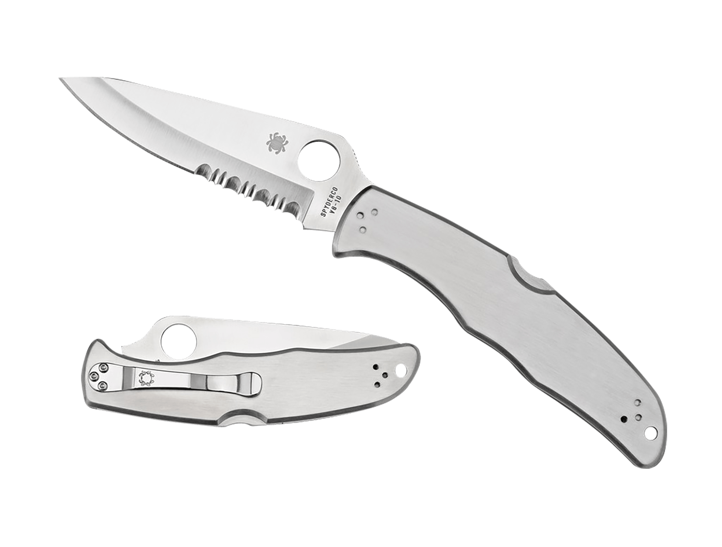 Spyderco C10PS Endura 4 3.85" Folding Plain Satin VG-10 SS Blade/Satin Stainless Steel Handle Includes Pocket Clip