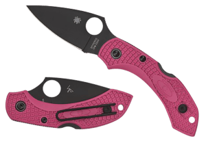 Spyderco C28FPPNS30VBK2 Dragonfly 2 2.30" Folding Plain Black TiCN CPM S30V SS Blade/Pink Textured w/Black Accents FRN Handle Includes Pocket Clip