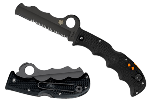 Spyderco C79PSBBK Assist Lightweight 3.69" Folding Part Serrated Black DLC VG-10 SS Blade/Black Textured FRN Handle Includes Glass Breaker/Pocket Clip