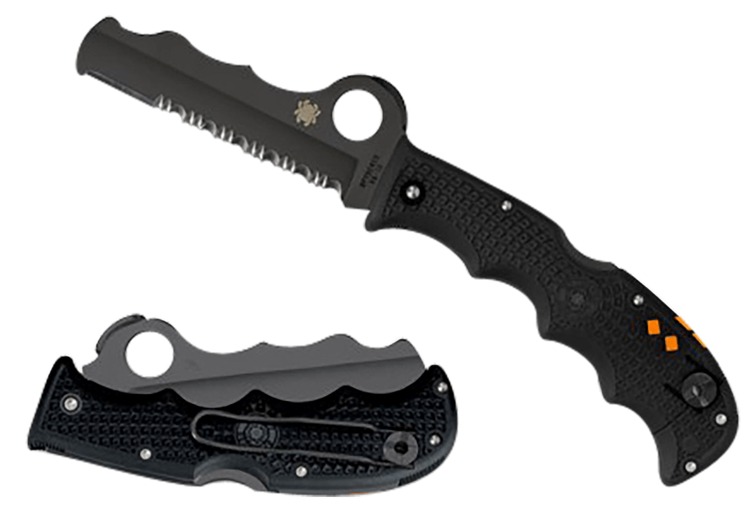 Spyderco C79PSBBK Assist Lightweight 3.69" Folding Part Serrated Black DLC VG-10 SS Blade/Black Textured FRN Handle Includes Glass Breaker/Pocket Clip