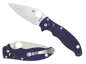 Spyderco C101GPDBL2 Manix 2  3.37 Folding Plain Satin CPM S110V Blade/Dark Blue Textured G10 Handle Includes Pocket Clip"