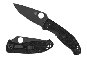 Spyderco C122PBBK Tenacious Lightweight 3.39" Folding Plain Black Oxide 8Cr13MoV SS Blade/Black Bi-Directional Texturing FRN Handle Includes Pocket Clip