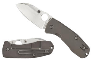 Spyderco C158TIP2 Techno 2 2.52" Folding Sheepsfoot Plain CTS XHP Steel Blade/Matte Stonewashed Titanium Handle Includes Pocket Clip