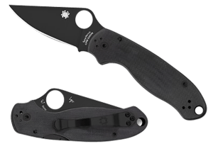 Spyderco C223GPBK Para 3 2.95" Folding Clip Point Plain Black DLC CPM S45VN SS Blade/Black G10 Handle Includes Pocket Clip