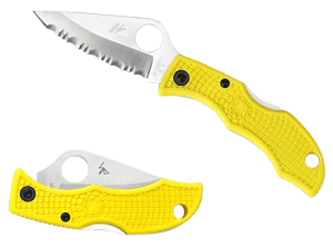 Spyderco LYLP3 Ladybug 3 Salt 1.94" Folding Plain Stonewashed H2 Steel Blade/Marine Yellow Bi-Directional Texturing FRN Handle