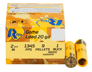 Rio Ammunition RB209 Royal Buck 20 Gauge 2.75" 1 1/8 oz 0 Buck Shot 25rd Box