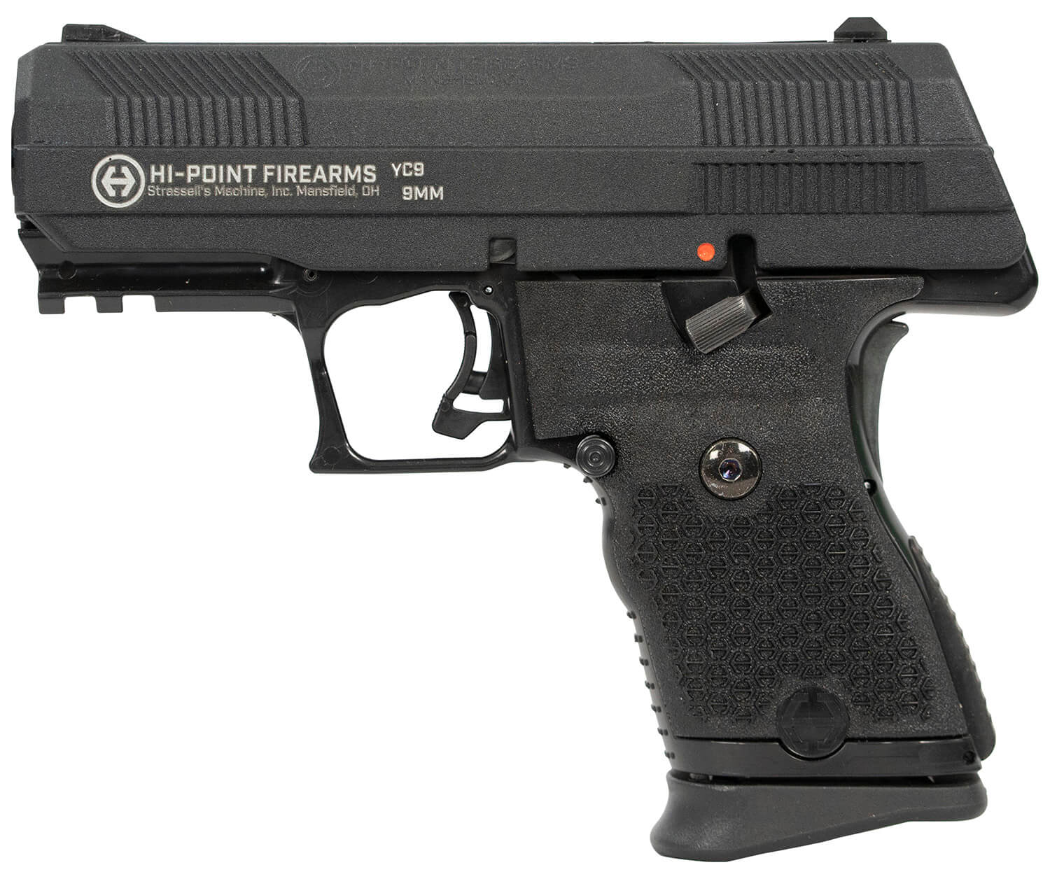 Hi-Point YC9NTB YC9 9mm Luger 10+1 3.93" Black Steel Barrel Black YC9 Styled/Serrated Slide Black Polymer Frame w/Picatinny Rail Black Plastic Grips - Image 2