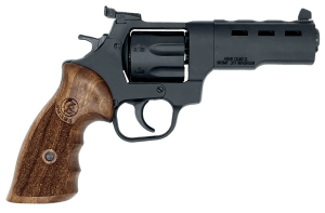 Taylors & Company 230071 963 MF Defense 357 Mag 7 Shot 4 Black Ventilated Barrel Cover w/Vent Rib Steel Barrel Black Cylinder Matte Black Cerakote Forged Hardened Tri-Alloy Steel Frame Walnut Grip Exposed Hammer"