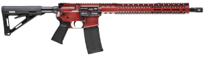 Black Rain Ordnance BROWTPRB Spec 15+ We The People 5.56x45mm NATO 30+1 16" Red Battleworn with Deep Engraving 15" Slim M-LOK Magpul Grip/Carbine Stock Castle Flash Hider