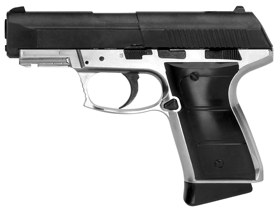 Daisy 985501442 5501 Powerline CO2 177 BB 15+1 430 fps Smooth Bore Barrel Black Slide Silver Metal Frame with Pic. Rail Molded Grips Blade Front Sight Manual Trigger Block Safety