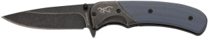 Browning 3220365 The Range 2.75" Folding Drop Point Plain Black Oxide Stonewashed 7Cr17MoV SS Blade/Black/Blue G10 Handle Includes Pocket Clip