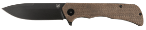 Templar Knife PFMBN321 Paladin 3.27" Folding Drop Point Plain Black Powder Coated D2 Steel Blade 4.40" Brown Micarta Handle Includes Pocket Clip