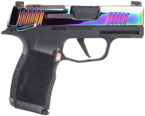 Sig Sauer 365X9RBTMS P365X Micro-Compact Frame 9mm Luger 12+1 3.10" Black Carbon Steel Barrel Rainbow Titanium Optic Ready/Serrated Carbon Steel Slide Black Stainless Steel Frame w/Sig Rail Black Polymer Grip