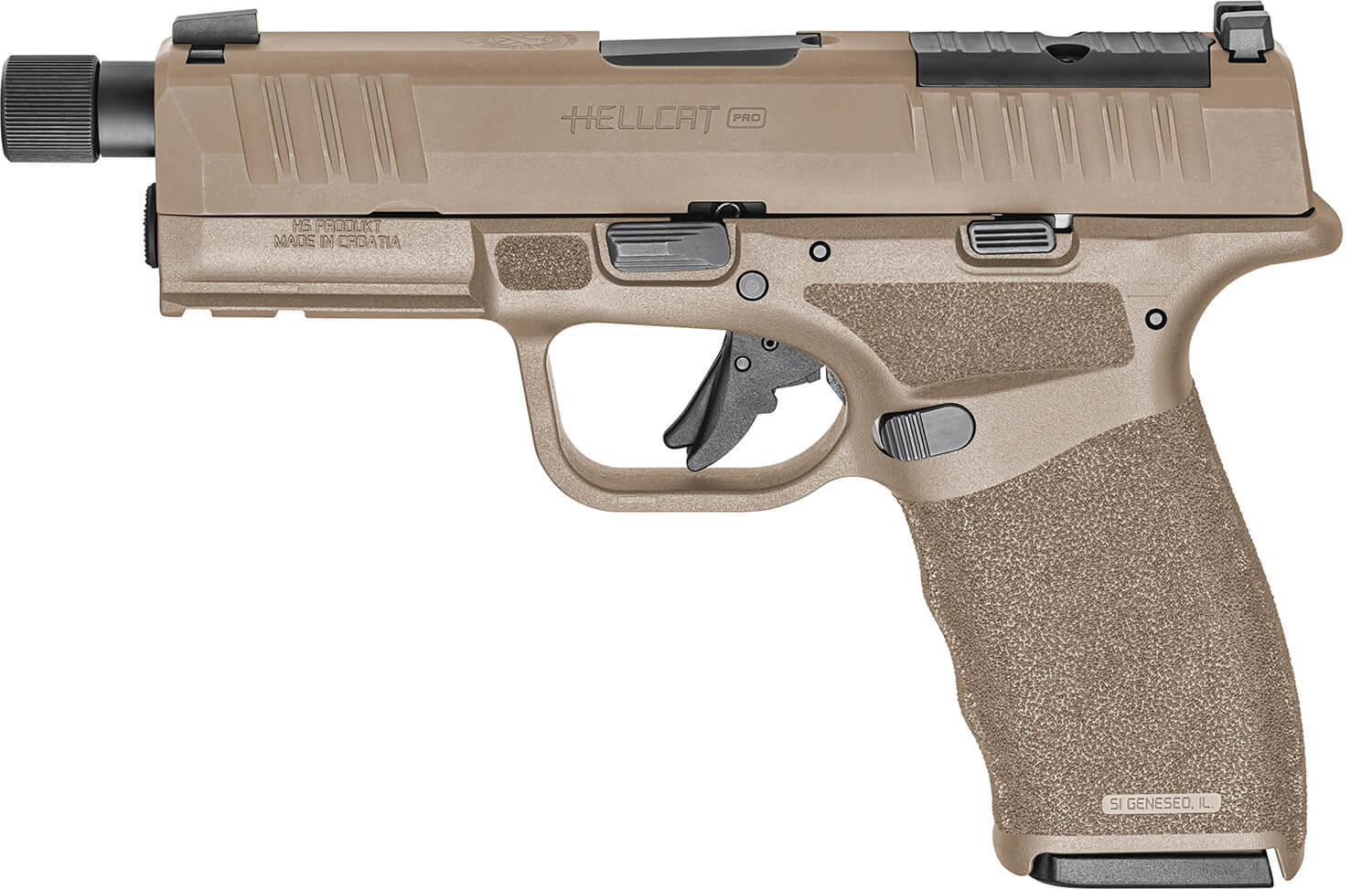 Springfield Armory HCP9449FTOSP Hellcat Pro OSP 9mm Luger 17+1/15+1 4.40" Black Melonite Threaded Barrel Flat Dark Earth Cerakote Optic Ready/Serrated Steel Slide Flat Dark Earth w/Black Controls Polymer Frame w/Picatinny Rail Adaptive Textured Grip - Image 2