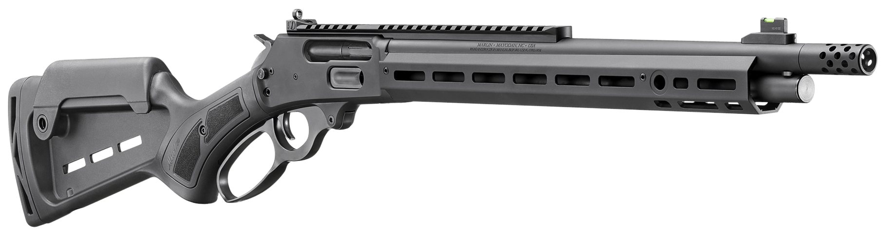 Marlin 70901 1895 Dark 45-70 Gov 5+1 16.17 Threaded Black M-Lok Handguard Synthetic Stock with Cheek Riser & M-Lok Slots Muzzle Brake Adj Ghost Ring/Fiber Optic Sights Optics Mount"