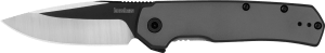Kershaw 1411 Thermal EDC 2.95" Folding Drop Point Plain Black Oxide w/Satin Grinds 8Cr13MoV SS Blade Gray PVD Stainless Steel Handle Includes Pocket Clip