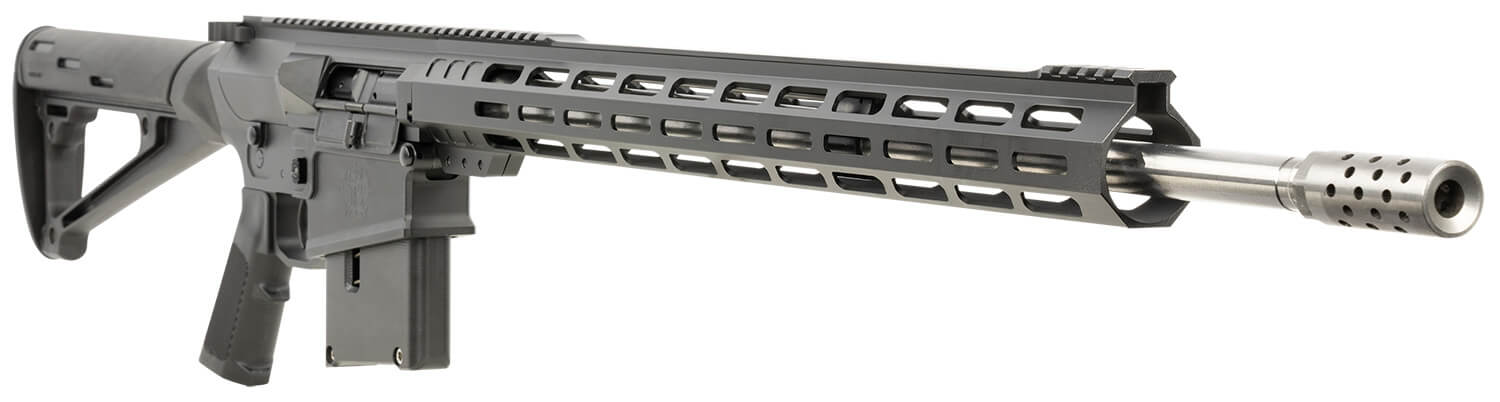 Great Lakes Firearms GL10LA7REMSSBLK AR-10 7mm Rem Mag 5+1 24" Stainless Threaded Barrel Black Picatinny Rail Aluminum Receiver 20" M-LOK Handguard Black Hogue OverMolded Stock Mil-Spec Grip Right Hand - Image 3